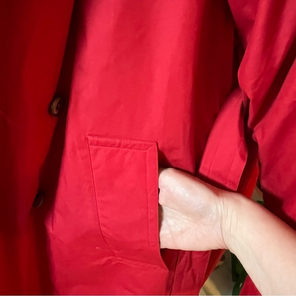 VTG NWT London Fog Red Trench Coat Zip Out Down Lining Rain Winter Womens Size 6 - Picture 10 of 13